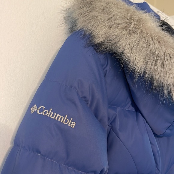Columbia Down Hooded Long Jacket, Puffer Coat Size XS Powder Blue - Picture 4 of 6